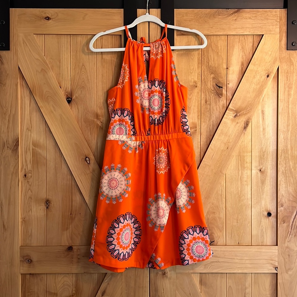 Small orange sleeveless Summer dress, barely worn